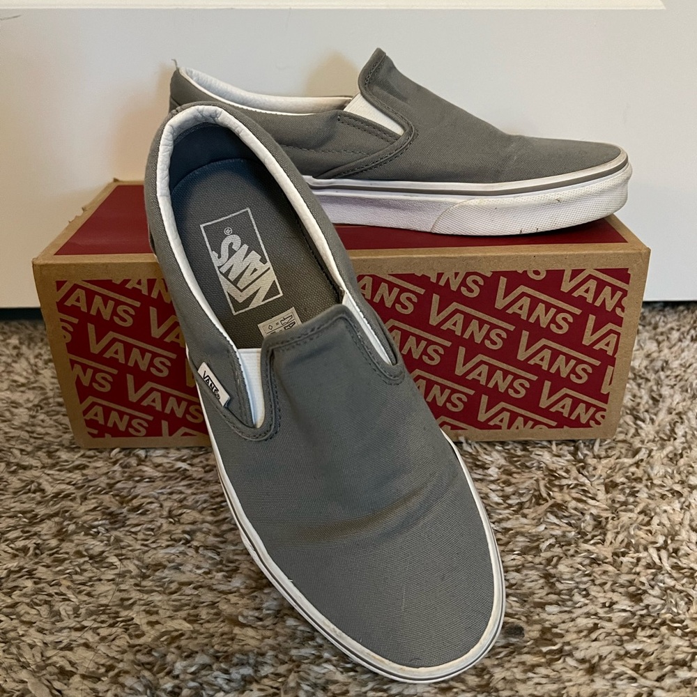 Slip On Vans. Women’s 8. Men’s 6.5. Grey